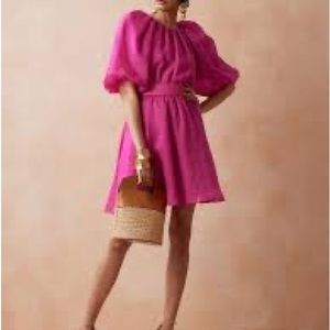 NWT Banana Republic Ramie Open Back Mini Dress In Dark Magenta, Size Medium